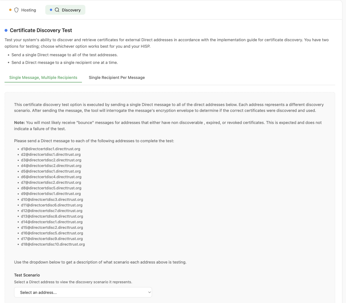 The Single Message, Multiple Recipients testing option