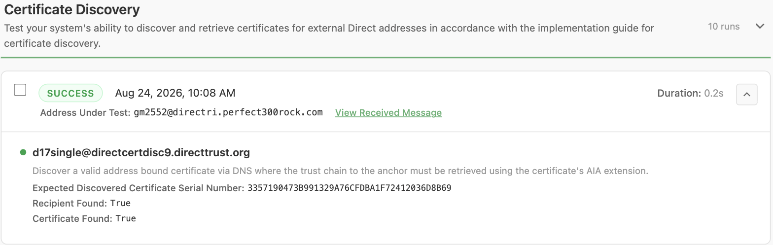 A Single Recipient Per Message test result for one address
