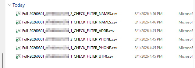 Unzipped compliance report CSV files