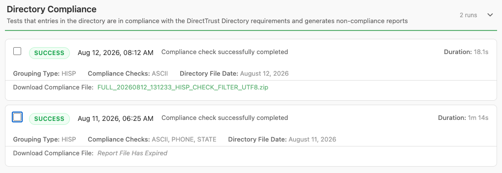 Downloading a compliance report file