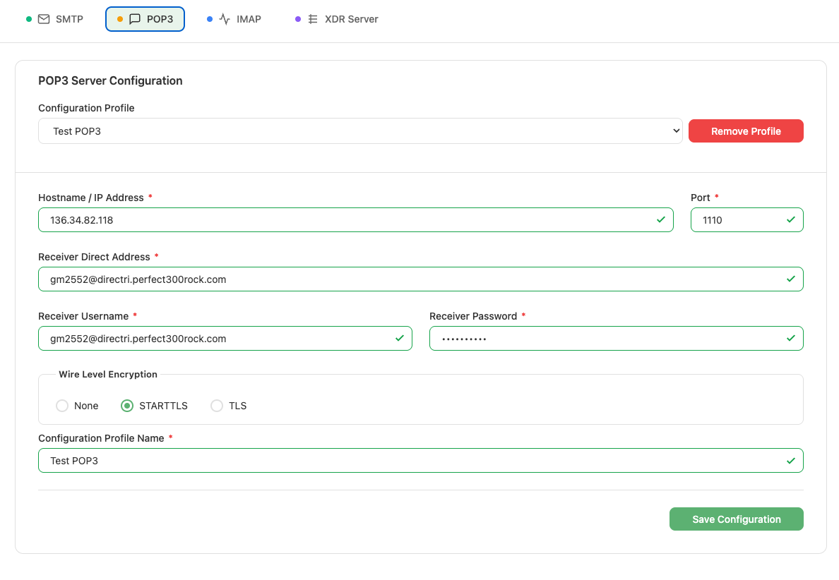 POP3 Server Configuration