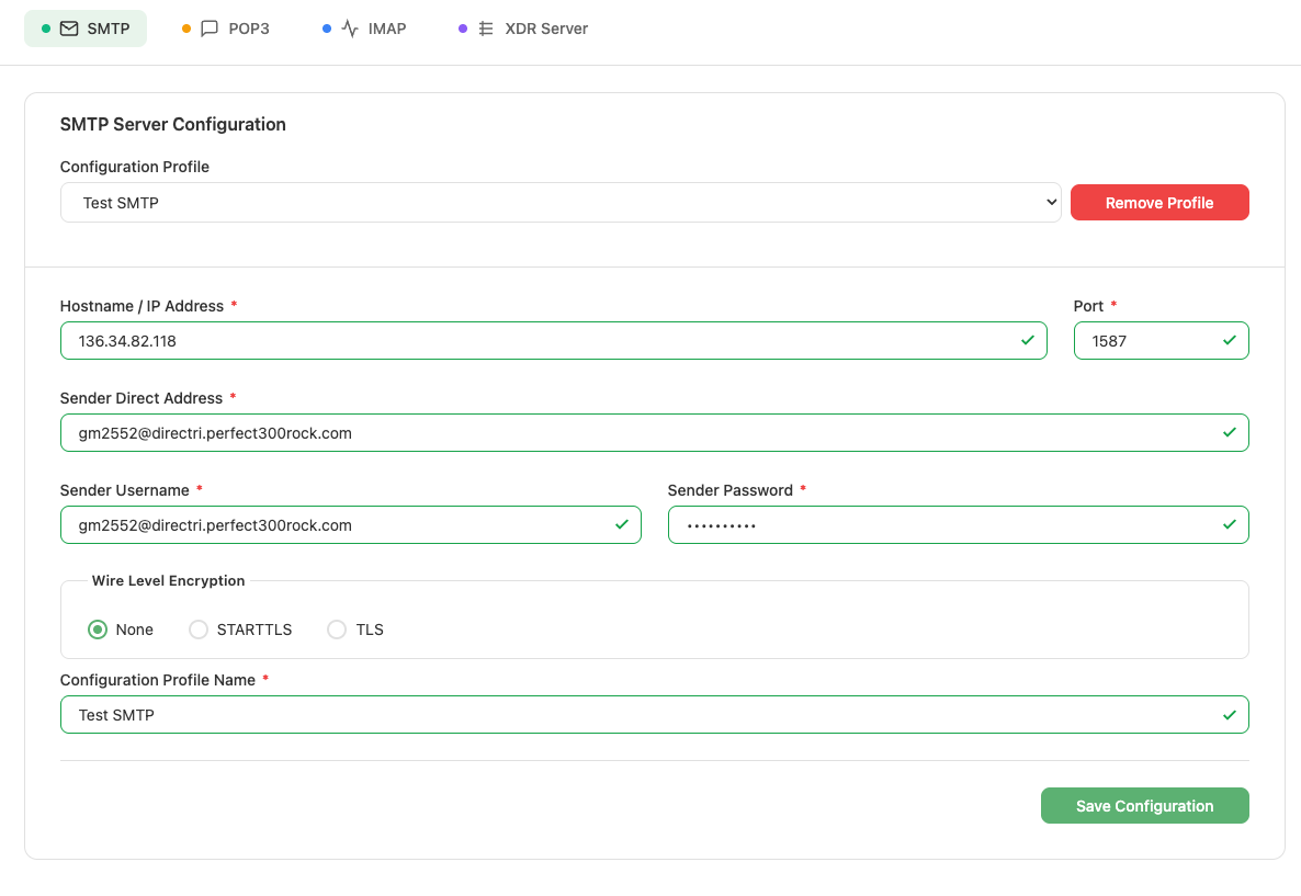 SMTP Server Configuration
