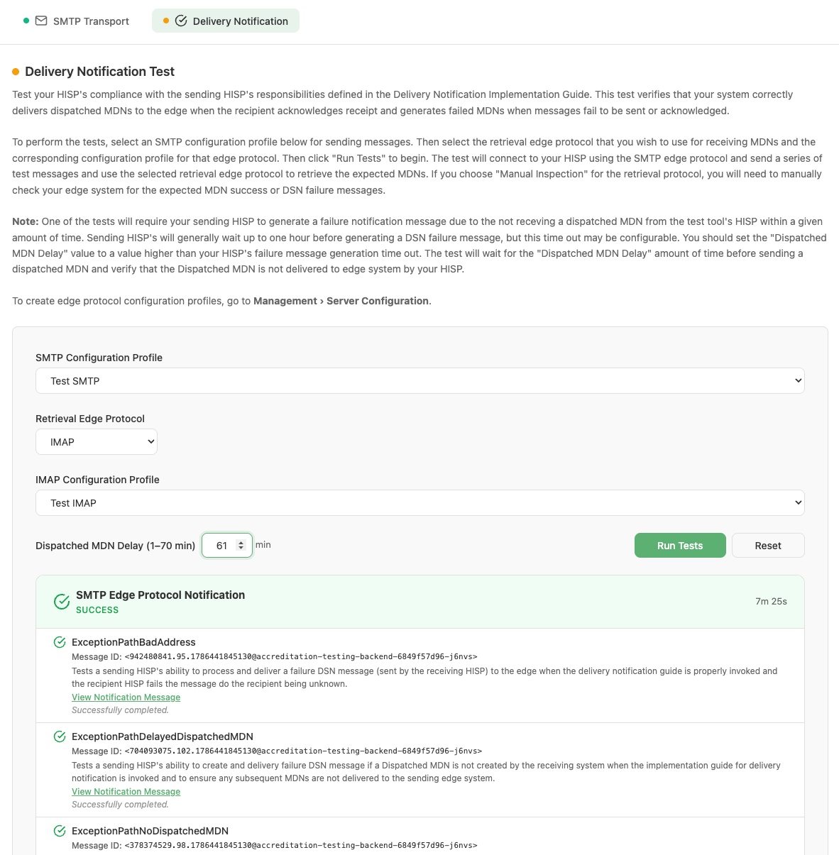 Completed test suite showing overall SUCCESS status