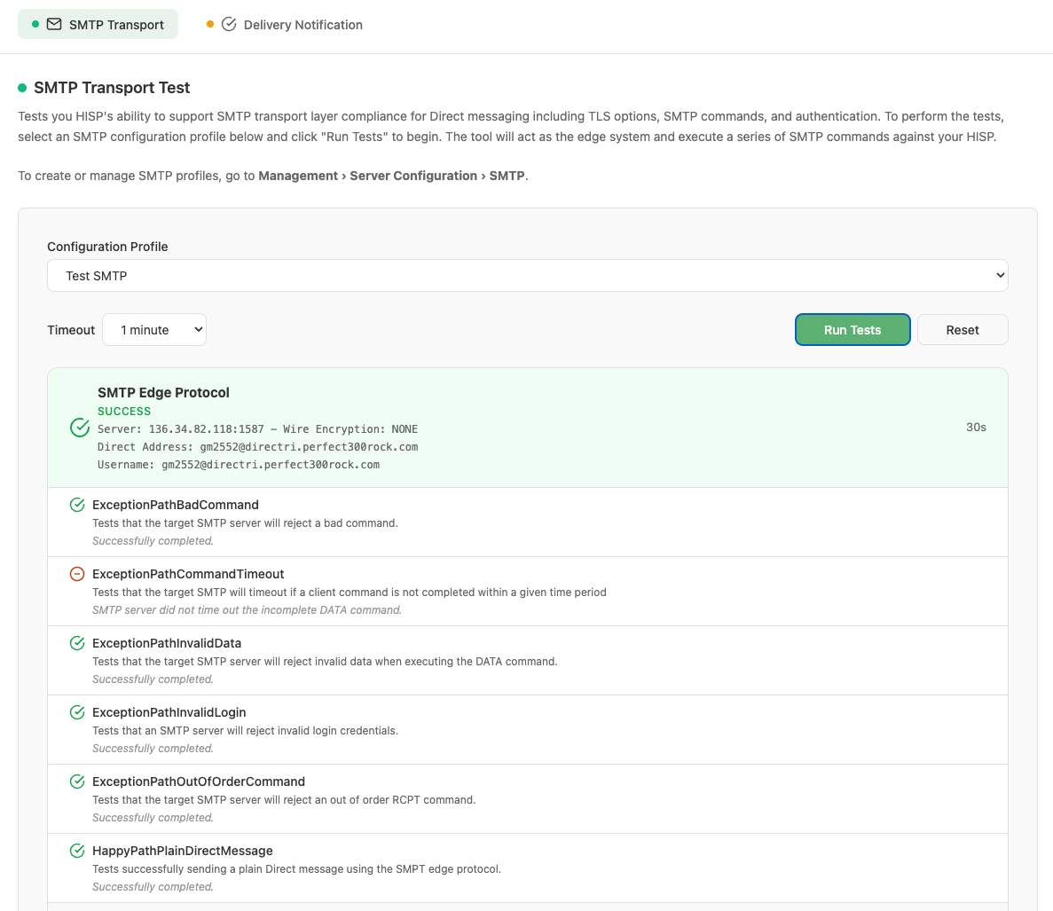 Completed test suite showing overall SUCCESS status