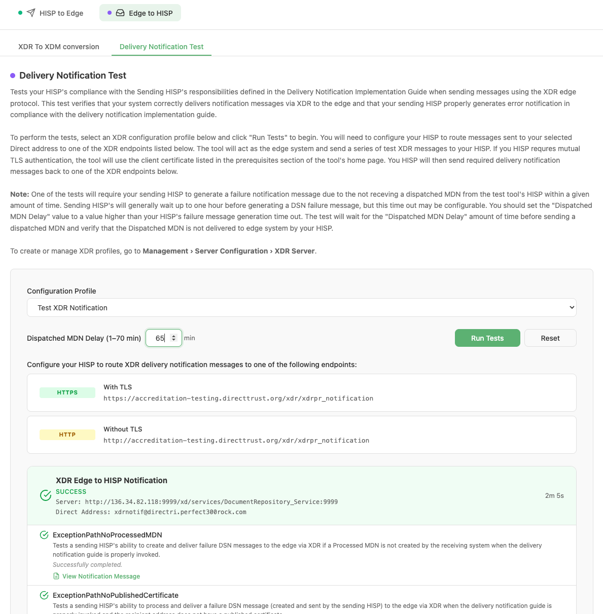 Completed test suite showing overall SUCCESS status