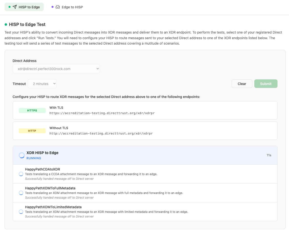 Test scenarios running in real time