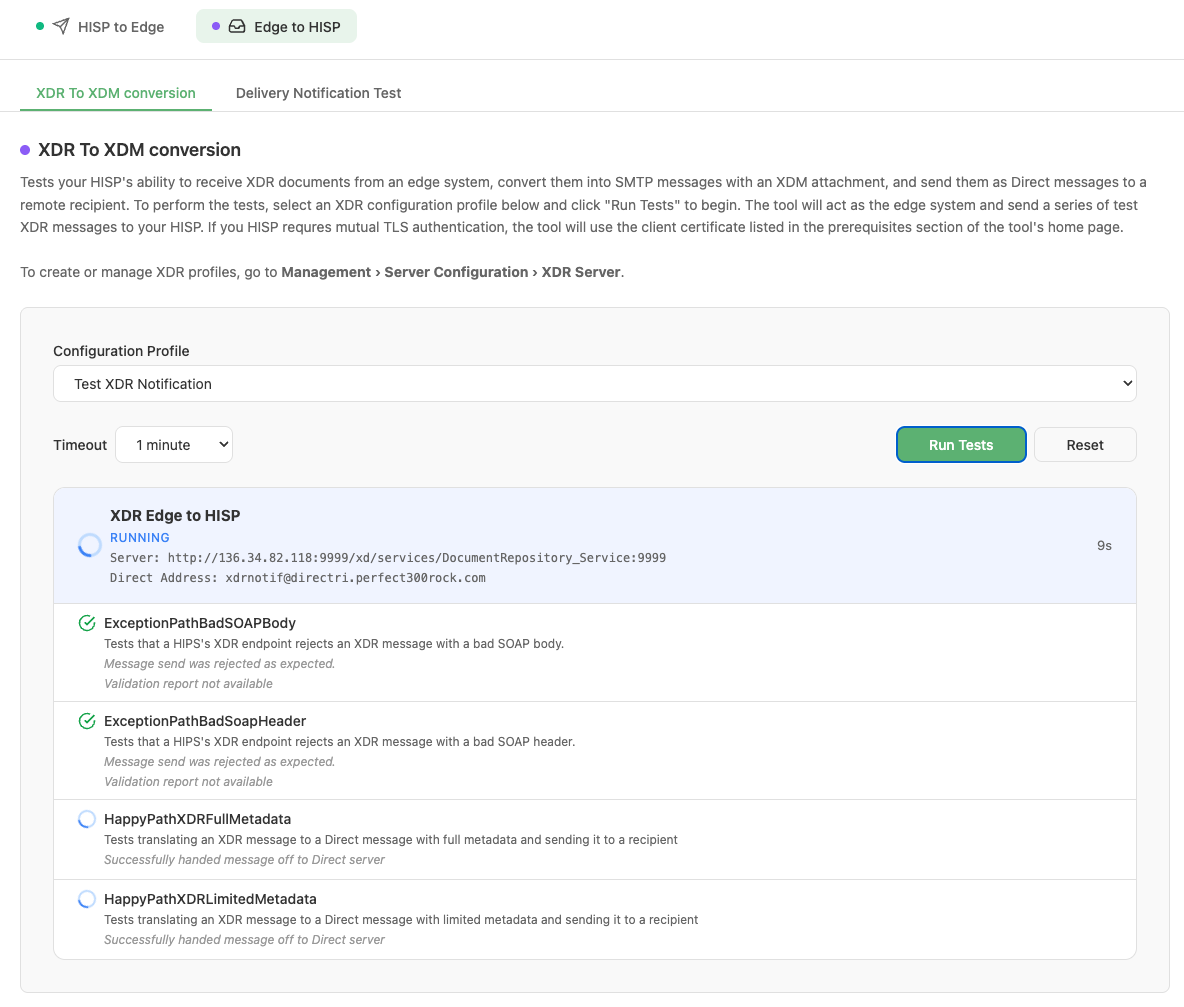 Test scenarios running in real time